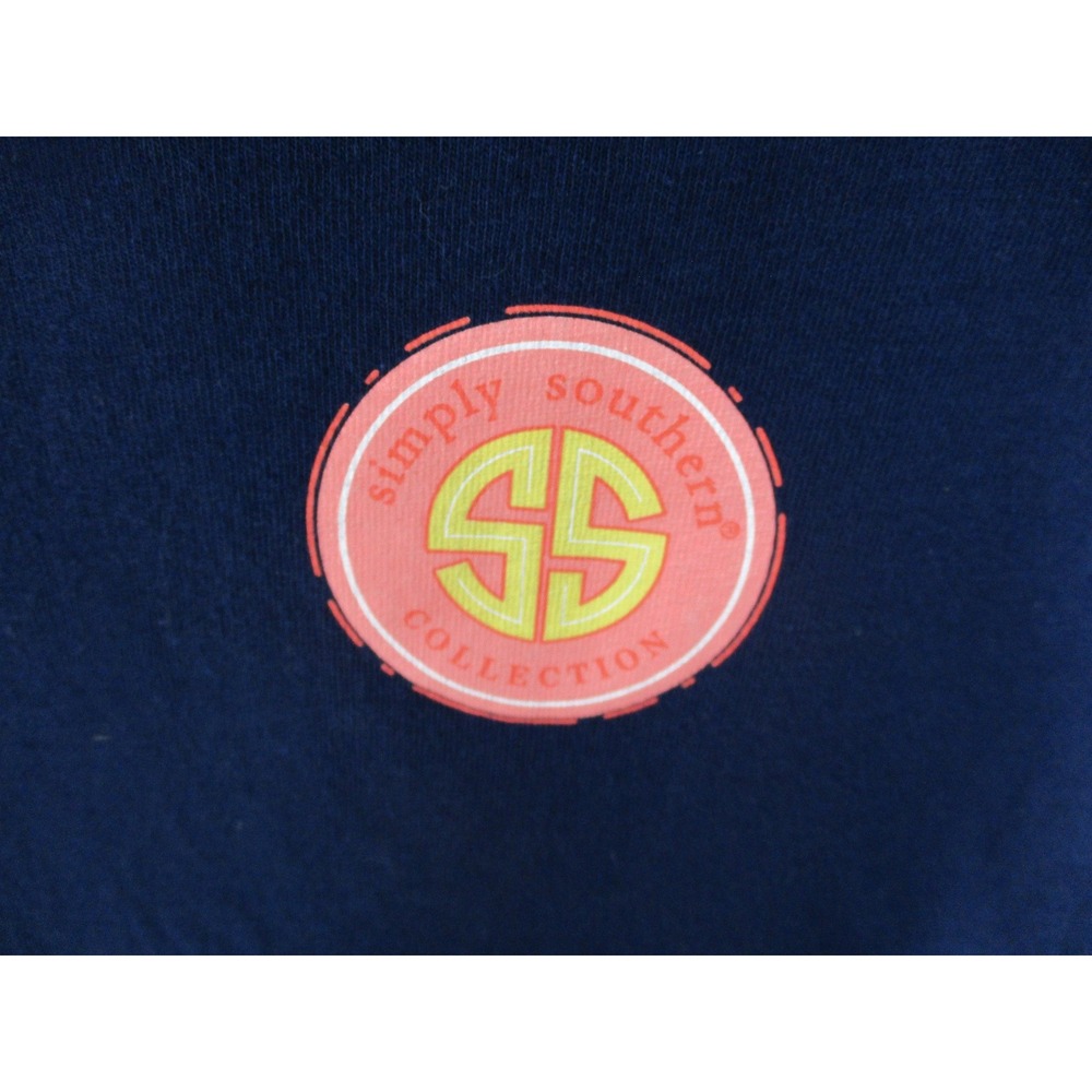 Simply Southern‎ Sweet N Peachy Graphic T-Shirt Navy Blue Cotton Womens Large - Picture 3 of 7